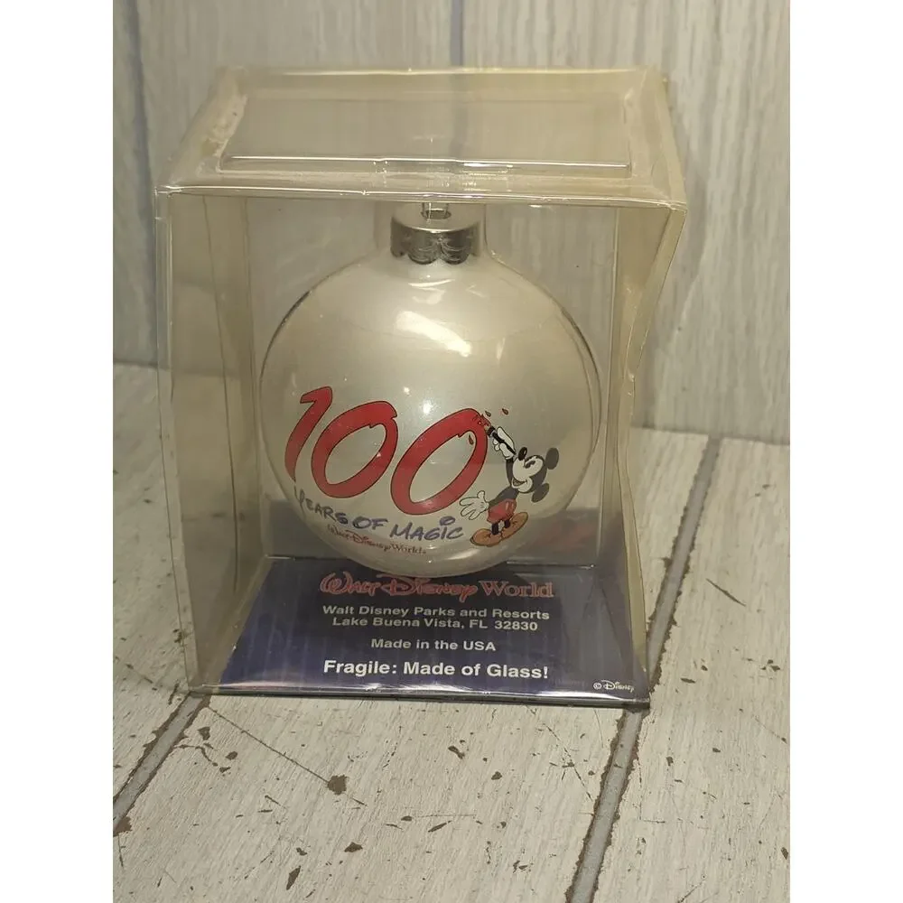 Vtg 100 Years of Magic Glass Ornament Christmas Walt Disney World Mickey Mouse